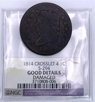 1814 U.S. Classic Head Large Cent, G Details