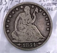 1854-O Seated Liberty Half Dollar, w/ Arrows, F