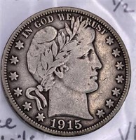 1915-D Barber Silver Half Dollar, VF
