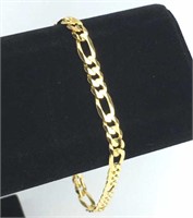New 14K Yellow Gold Curb Link Figaro Bracelet