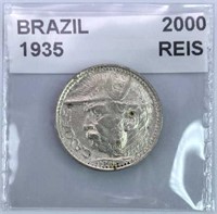 1935 Brazil 2000 Reis, XF, Nice Details