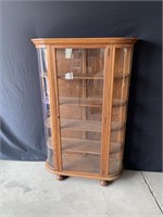 Oak China Cabinet Curved Glass Sides