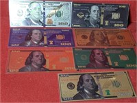 (7) US BEN FRANKLIN $100 BILL GOLDBACK REPLICAS