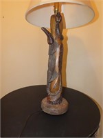 Unique carved table lamp