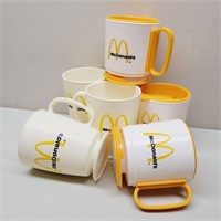 6 Vintage McDonald's Plastic Travel Coffee Mugs