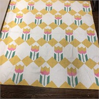 Floral Hand Sewn Quilt