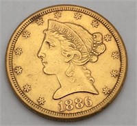 1886 United States 5 Dollar Gold Coin