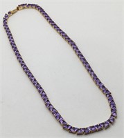 Sterling Silver Necklace With Purple Stones