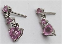 Pair Of 10k Gold And Pink Stone Earrings