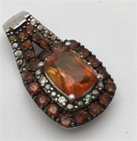 Sterling Silver Pendant With Orange Stone