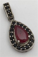 Sterling Silver Pendant With Red Stone