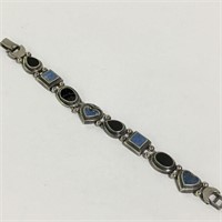 Sterling Silver And Stone Inlay Bracelet