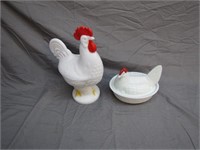 Pair Vintage Ceramic Hen on Nest Candy Dishes