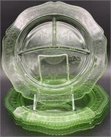 4pc Vintage Uranium Glass Plates