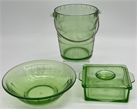 3pc Green Uranium Glass
