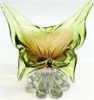 Hand Blown Butterfly Art Glass Vase
