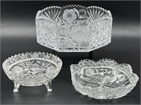 3pc Beautiful Cut Crystal Bowls