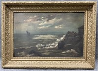 Antique Original Ocean Scene Painting