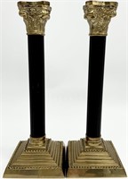 Solid Brass Neo-Classical Column Candlesticks