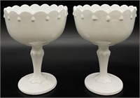 2pc Indiana Glass Teardrop Pedestal Bowls