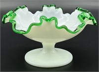 Fenton Glass Emerald Crest Pedestal Dish
