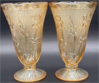 2pc Jeanette Marigold Iris & Herringbone Vases