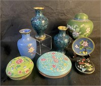Cloisonne Lot: Jars, Vases, More, 8 pc.