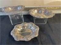 3 Sterling Silver Repousse Ornate Bowls