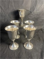5 Thalhimers Sterling Silver Goblets 20.47 ozt