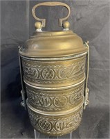 Antique Brass Turkish Ottoman Lunchbox 9"h Storage