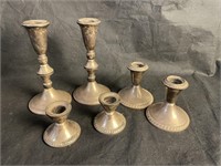 3 Pairs of Weighted Sterling Silver Candlesticks