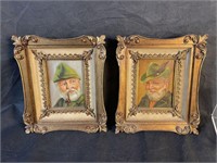 Pair, Framed German Painted Miniature Portraits
