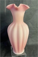 Vintage Fenton Pink Spiral Satin Glass Vase