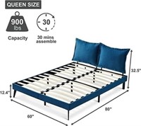 Molblly Queen Bed Frame, Sturdy Upholstered Platfo