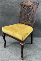 Ornately Carved Inlaid Music Chair