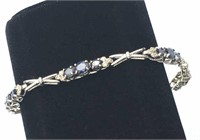 10K White Gold Sapphire & Diamond Bracelet