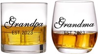 Grandpa Grandma Wine Whiskey Glass Set