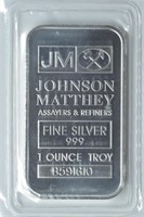 1 ozt Silver .999 Johnson Matthey Bar