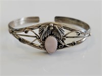 NA Sterling Silver Pink Shell Baby Cuff Bracelet