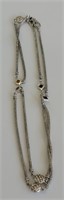 Long Sterling Silver & 18K Multi-Gemstone Necklace