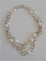 IMPERIAL Sterling Silver and Pearl Double Strand T
