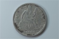 1869 Liberty Seated Dime