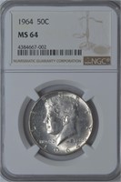 2 – 1964 Kennedy Half Dollar NGC MS64 / PCGS MS64