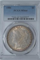 1886 Morgan Silver Dollar PGCS MS64