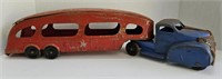 (B) Vintage Marx Pressed Steel Toy Car Carrier