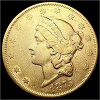 1875-S $20 Gold Double Eagle LIGHTLY CIRCULATED