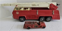 (B) Tonka Fire Truck 25"x5.5"x9" and Rubber Fire