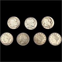 (7) US Varied 5 Cents ((3) 1883, 1912, 1935-D,