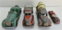 (B) Tootsie Toy Trucks and Hubley Car 4" to