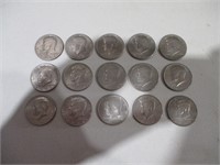 15 Kennedy Half Dollars (13 of 15 Mint Marked)
